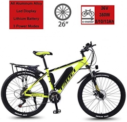 LRXG Bici Bici elettriche Mountain Bike Elettriche da 26", Bici Ibride per Adulti, Bicicletta Elettrica per Pendolari con Motore da 350 W, Batteria al Litio da 36 V 8 / 10Ah / 13Ah(Color:Giallo, Size:10Ah 70Km)