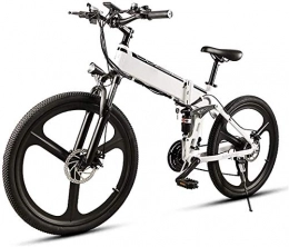 HCMNME Bici Bicicletta cruiser elettrica pieghevole Bici da neve elettrica, 26 in bicicletta elettrica per adulti 350W pieghevole E-bike con la bike a forma di ioni di litio rimovibile 48v10ah, la lega di allumin