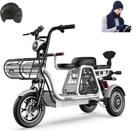 HCMNME Bici Bicicletta cruiser elettrica pieghevole Bici da neve elettrica, bici elettrica a 3 ruote per adulti 500 w 48v Mountain scooter elettrico 12 in bicicletta elettrica Assorbimento multiplo con cestello d