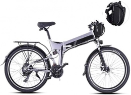 HCMNME Bici Bicicletta cruiser elettrica pieghevole Bici da neve elettrica, biciclette elettriche da 26 pollici, 21 velocità Montagna Boost Bicycle Strumento LCD Adulto Bike Sport Adulto Batteria al litio all'ape