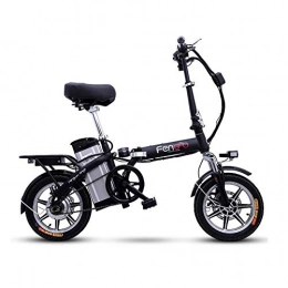 WCY Bici Bicicletta elettrica 14 pollici, con batteria al litio removibile 48V 18AH Lithium Battery 250W for adulti ad alta velocità del motore, la bici elettrica pieghevole QU526 (Colore: nero) yqaae