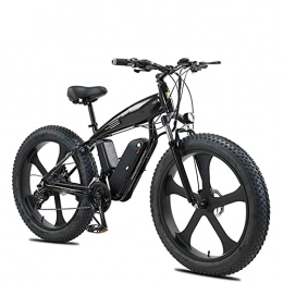 YIZHIYA Bici Bicicletta Elettrica, 26" Bicicletta da montagna elettrica per adulti, E-bike da neve con pneumatici grassi, Ebike in lega di magnesio 27 velocità, Batteria al litio rimovibile, Nero, 48V750W 13AH