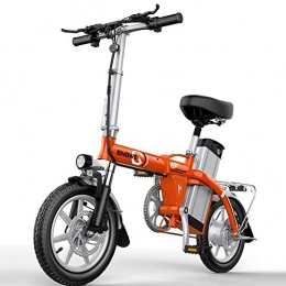 ZBB Bici elettriches Bicicletta elettrica Bicicletta elettrica pieghevole da 14 pollici Motore senza spazzole Corpo in lega di alluminio con ioni di litio 48V Velocit massima 30 KM / H per adulte uomini, Orange, 30to55KM