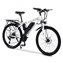 KAKASA Bici Bicicletta elettrica da 26" per adulti, bicicletta elettrica con portapacchi, mountain bike da 36 V, 13 Ah, batteria rimovibile, forcella anteriore a disco per uomo (bianco)