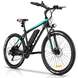 Vivi Bici Bicicletta elettrica da donna, 26 pollici, mountain bike, 25 km / h, 36 V motore da 10, 4 Ah, batteria e cambio Shimano a 21 marce, blu