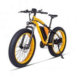 AMGJ Bici elettriches Bicicletta Elettrica, Ebikes per Adulti Bicicletta 26"* 4.0 Pneumatico Grasso Sedile Regolabile 48v 17ah Batteria Motore 500 W Fornisce Un Massimo di 35 km / h, Giallo, 48V17AH