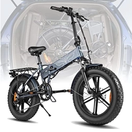 Bicicletta Elettrica for Adulti Bici Elettrica con Pneumatici Grassi da 20" Bici Elettrica Pieghevole Batteria al Litio Rimovibile da 48V 13a, 7 velocità (Color : Gray)