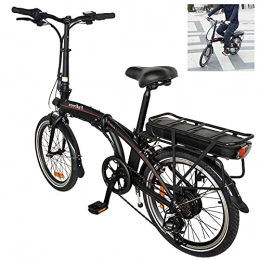 HUOJIANTOU Bici Bicicletta elettrica Mountainbike 20' Nero, Shimano a 7 velocit adatta Bici elettrica 250W 36V 10AH Batteria al Litio Bicicletta Per Adulti E Adolescenti Carico massimo: 120 kg