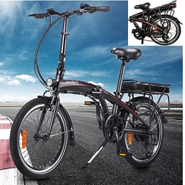 HUOJIANTOU Bici Bicicletta elettrica Mountainbike 20' Nero, Unisex Adulto Nero Unica Biciclette elettriche Donna 7 velocit Fino a 25km / h 45-55 km 250W 48V 10AH Mountain Bike elettrica