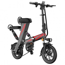 TGHY Bici Bicicletta Elettrica Pieghevole 12" Motore Senza Spazzole 350W Batteria al Litio Estraibile 48V 15Ah Mini Bici Elettrica Freno a Disco Pedalata Assistita Triplo Ammortizzatore, Nero