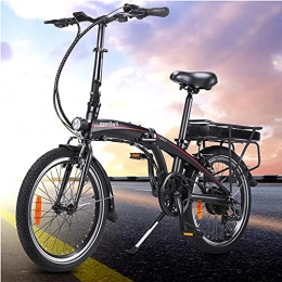 HUOJIANTOU Bici Bicicletta Elettrica Pieghevole 20' Nero, Unisex Adulto Nero Unica Biciclette elettriche Pneumatici 20" Ebike Bici elettrica per Bici 250W Batteria 36V 13Ah 468Wh Bicicletta