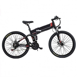 Pc-Glq Bici Bicicletta Elettrica Pieghevole 350W Motor 25Km / H 26 Pollici Uomini Donne Mountain Bike 48V 8AH / 10AH Batteria al Litio Shimano A 21 velocità Freno A Disco, Nero, 8AH