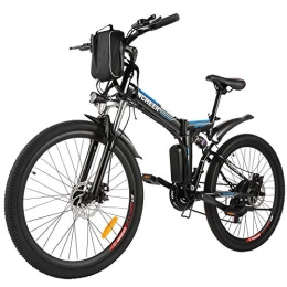 BIKFUN Bici Bicicletta Elettrica Pieghevole, Bici al Lavoro, E-Bike -Fold 20” / 26”, Adulto, 250W Batteria 36V 8Ah, Cambio Shimano a 7 velocità (26 Avventura Nera)