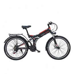 Pc-Glq Bici Bicicletta Elettrica Pieghevole Motore da 300 W, 25Km / H 26 Pollici Uomini Donne Mountain Bike 48V 10AH Batteria al Litio Shimano A 21 velocità Freno A Disco, Nero