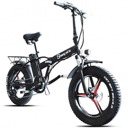 CHEER.COM Bici Bicicletta Elettrica Pieghevole Motore Da 500 W Ruote Grasse Da 20 Pollici Biciclette Portatili A 7 Velocità Bicicletta Elettrica Leggera Da Montagna Con Batteria Da 48V 15Ah Per Adulti, Black