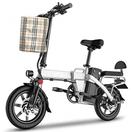 Bicicletta Elettrica Pieghevole Rapido Motore Silenzioso da 48V 250W Freno Disco Batteria al Litio Breve Durata capacità della Batteria Selezionabile,White-8Ah/384Wh