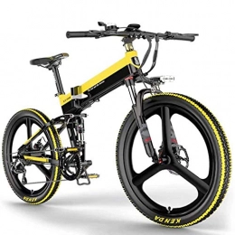 electric bicycle Bici Bicicletta Pieghevole da 26", Batteria al Litio da 400 W 48 V 10 Ah, Lega di Alluminio, Bicicletta da Montagna, Bici elettrica con Trasmissione Professionale Shimano a 7 velocità, Giallo