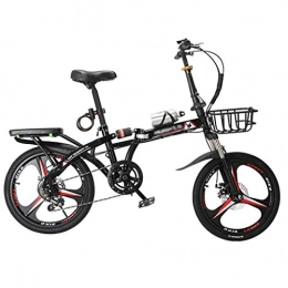 Bicicletta Pieghevole Maschile E Femminile Bicicletta per Il Tempo Libero Bici da Strada Bicicletta per Studenti Freni A Disco Cambio 16/20 Pollici per Uomini E Donne (Color : Black, Size : 20inch)