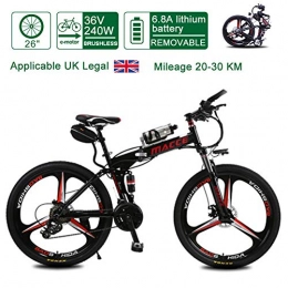 Acptxvh Bici Biciclette elettriche per adulti, che piega bici elettrica Biciclette All Terrain, 26" 36V 240W 8 / 10 / 12 / 20Ah rimovibile agli ioni di litio Montagna-bici per delle donne degli uomini, Nero, 6.8A30KM