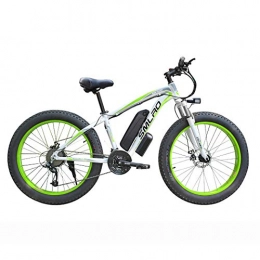 Hyuhome Bici Biciclette elettriche per adulti donne degli uomini, 4, 0" Pneumatici Fat 26 pollici 21 Velocità Montagna signore della bicicletta, 48V 13Ah / 15AH 350W / 500W / 1000W MTB E-Bike, White green, 500W13AH