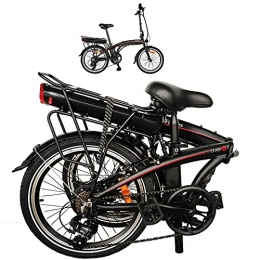 HUOJIANTOU Bici Biciclette elettriche per Adulto Unisex Nero, In Lega di alluminio Ebikes Biciclette all Terrain Autonomia 45-55km velocit Massima 25 km / h Portatile Potenza 250 W 36V 10 Ah