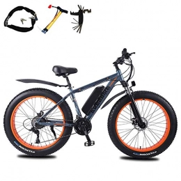 CHXIAN Bici Bike Elettrica 26 Pollici, Fat Bike Bici Elettrica Mountain con Fari a LED e Batteria al Litio Rimovibile 27 velocit Regolabile Freno a Disco (Color : Gray, Size : 8Ah)