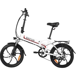 BIKFUN Bici BIKFUN Bici Elettrica Pieghevole da 20", 48V 250W Bicicletta Elettrica Pedalata Assistita, Batteria 10Ah 480Wh, Shimano a 7 Velocità, Bici Elettriche E-Bike Unisex (Bianco opaco)