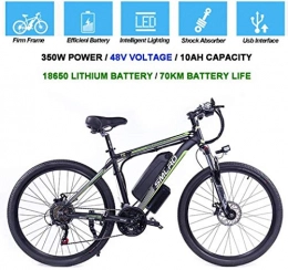 BWJL Bici BWJL Biciclette elettriche a casa per Gli Uomini, 26"48V 360W IP54 Impermeabile ATV Adulto elettrica, Bici elettrica 21 velocità Mountain Bike Dirtbike 3 modalità di Guida, Nero Verde