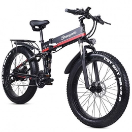 CHEER.COM Bici CHEER.COM Bici Elettrica da 26 Pollici Motore da 1000 W Bici da Neve Super Livello 7 velocità Bici Elettrica Pieghevole E-Bike 48V12Ah Bicicletta Elettrica 4.0 Fat Tire Ebike per Adulti, Red