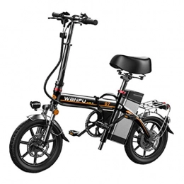 CHEER.COM Bici CHEER.COM Bici Elettriche Ruote da 14 Pollici Telaio in Lega di Alluminio Pieghevole Portatile Sicurezza Bicicletta Elettrica per Adulti con Batteria Rimovibile agli Ioni di Litio 48V, 70to100KM Black