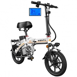 CHEER.COM Bici CHEER.COM Bici Elettriche Ruote da 14 Pollici Telaio in Lega di Alluminio Pieghevole Portatile Sicurezza Bicicletta Elettrica per Adulti con Batteria Rimovibile agli Ioni di Litio 48V, 70to100KM White