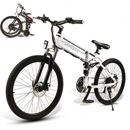 CHEIRS Bici CHEIRS Bicicletta elettrica Pieghevole, Batteria agli ioni di Litio da 26 Pollici 48V 10AH 21 velocità E-Bike all Terrain 500W, E-Bike per Uomini e Donne, White