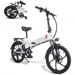CHHD Bici CHHD Bicicletta elettrica ， Bicicletta elettrica Pieghevole - Bicicletta elettrica per ciclomotore con Telecomando per Motore 48V 350W Bianco