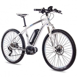 CHRISSON Bici CHRISSON 27, 5pollici E-Bike pedelec e di mountain bike e Mounter 3.0con 10G Deore XT Bosch PLine CX Power pack500e Rock Shox Bianco Grigio Opaco, 44 cm