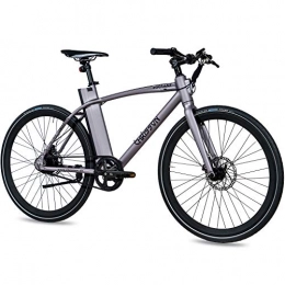 CHRISSON Bici elettriches Chrisson, bicicletta elettrica da 28 pollici con trasmissione a cinghia, eOCTANT, colore grigio opaco, bicicletta elettrica da città con mozzo Aikema 250 W, 36 V, 40 Nm, pedelec per uomo e donna