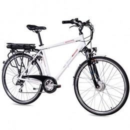 CHRISSON Bici elettriches CHRISSON Bicicletta elettrica da 28 pollici per uomo – E--Gent bianco con cambio a 8 marce Acera – Pedelec da uomo con motore Ananda anteriore 250 W, 36 V