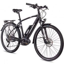 CHRISSON Bici elettriches CHRISSON - Bicicletta elettrica da uomo, da trekking e da città, 28 pollici, E-Actourus nero opaco, cambio Shimano Deore a 10 marce, pedelec con motore centrale Performance Line 250 W, 63 Nm