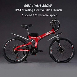 CYQAQ Bici CYQAQ Ebikes per Adulti, Bici elettrica Pieghevole MTB Dirtbike, 26"48V 10Ah 350W IP54 Design Impermeabile, Biciclette elettriche Pieghevoli Facili da riporre per Uomo, Rosso