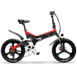 D&XQX Bici D&XQX G650 20 Pollici Pieghevole Bici elettrica, 400W 48V 10.4Ah Li-Ion 5 Livello Pedal Assist Sospensioni Anteriore e Posteriore Elettrico City Bike, Rosso