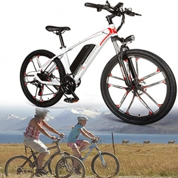 DDCHH Bici elettriches DDCHH Bici Elettrica Pieghevole, Mountain Bike Elettrica 26" Motore Brushless High Speed a 21Velocità da 350W in Lega di Alluminio Batteria al Litio E-Bike, Batteria 48V 8AH, White