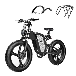 DEEPOWER Bici elettriches DEEPOWER Bicicletta Elettrica, Bici Elettrica da 20" x 4, 0 con pneumatici grassi per adulti, Batteria Rimovibile da 48V 25Ah, Bici Elettrica per Neve, Spiaggia, Doppio Ammortizzatore Idraulico