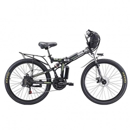 DJP Bici DJP Mountain Bike, Mobili 3 Modalità Di Guida Bici Elettrica per Adulti Ciclismo All'Aperto, Mountain Bike Elettriche Pieghevoli, Ruota Bicicletta Elettrica Agli Ioni Di Litio Nero 350W 48V 8Ah, Nero,