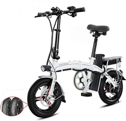 DLC Bici DLC E-Bike Pieghevole Leggera e in Alluminio con Pedali Power Assist e Bici Elettrica a Batteria Agli Ioni Di Litio da 48 V con Ruote da 14 Pollici e Motore con Mozzo da 400 W, 120To220Km Bianco