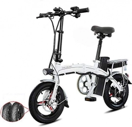 DLC Bici DLC E-Bike Pieghevole Leggera e in Alluminio con Pedali Power Assist e Bici Elettrica a Batteria Agli Ioni Di Litio da 48 V con Ruote da 14 Pollici e Motore con Mozzo da 400 W, 70T150Km Bianco