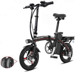 DLC Bici DLC E-Bike Pieghevole Leggera e in Alluminio con Pedali Power Assist e Bici Elettrica a Batteria Agli Ioni Di Litio da 48 V con Ruote da 14 Pollici e Motore con Mozzo da 400 W, 70To150Km Nero