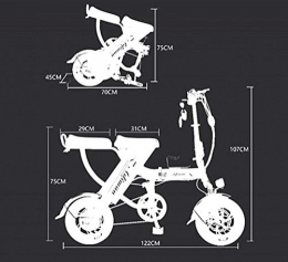 Dpliu-HW Bici elettriches Dpliu-HW Bici Elettriche Bicicletta elettrica Batteria al Litio Pieghevole for Uomo e Donna da Viaggio Mini Batteria Ultraleggera Portatile for Auto elettrica 48V (Color : Black, Size : 45km)