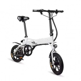 Yocobo Bici E-Bici Pieghevole Elettrico Bicicletta ciclomotore 6V 250W 10.4Ah 14 Pollici di Folding Mountain Bike 25 kmh Max 60KM Chilometraggio Bici elettrica (Colore : Bianca, Dimensione : 130x40x110cm)