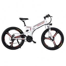 E-Bike Mountain Bike Pieghevole 26 Pollici 48V Grande capacit Batteria al Litio Bici Elettrica da Pieghevole Bicicletta da Montagna Sci di Fondo,Bianca