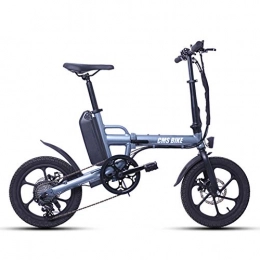 GUOJIN Bici E-Bike Pneumatici da 16 Pollici Bicicletta Elettrica Pieghevole Motore da 250 W Watt 6 velocità Cambio Bici Elettrica per Pendolarismo in Città velocità Massima 25 Km / H, Grigio