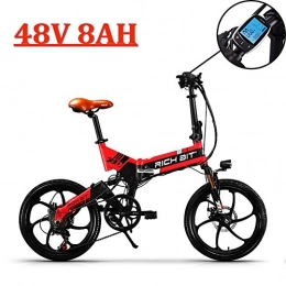 RICH BIT Bici eBike_RICHBIT 730 Bici elettriche Pieghevole Citt pendolare Ciclismo 250w 48v 8Ah Batteria eBike (Rosso)